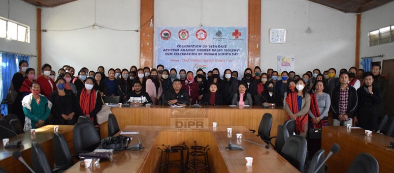 Participants and officials during the culmination programme of 16 day activism against gender violence celebrated on the occasion of Human Rights Day at Deputy Commissioner Conference Hall, Wokha on December 10. (DIPR Photo)